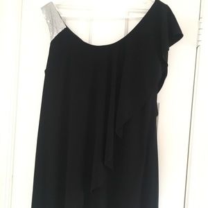 Black Mini Dress with Sequin Shoulder